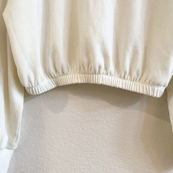 Zara Creamy Ivory Cropped Cotton Blend Longsleeve Sweater‎ Size Small - Picture 3 of 11